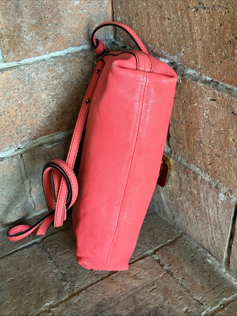 Chloe Elsie Leather two way Shoulder Bag Coral Pink Supple Leather - Picture 7 of 17